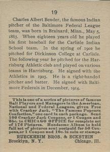 Chief Bender  baseball card collectible - Main Image 2