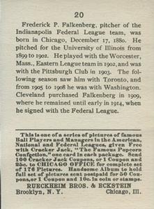 Cy Falkenberg  baseball card collectible - Main Image 2