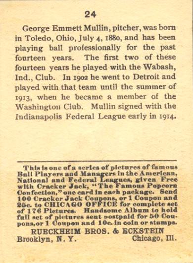 George Mullin  baseball card collectible - Main Image 2