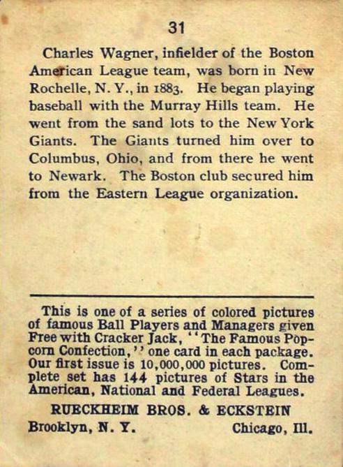 Heinie Wagner  baseball card collectible - Main Image 2