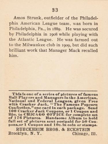 Amos Strunk  baseball card collectible - Main Image 2
