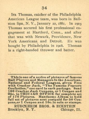 Ira Thomas  baseball card collectible - Main Image 2