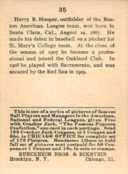 Harry Hooper  baseball card collectible - Main Image 2