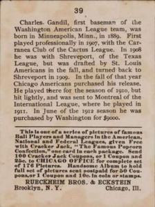 Chick Gandil  baseball card collectible - Main Image 2