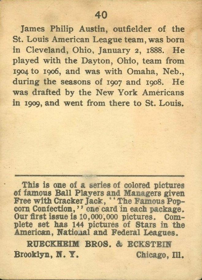 Jimmy Austin  baseball card collectible - Main Image 2