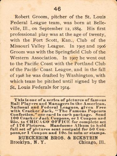 Bob Groom  baseball card collectible - Main Image 2