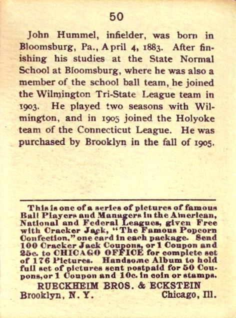 John Hummel  baseball card collectible - Main Image 2