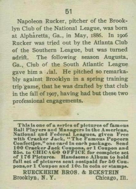 Nap Rucker  baseball card collectible - Main Image 2