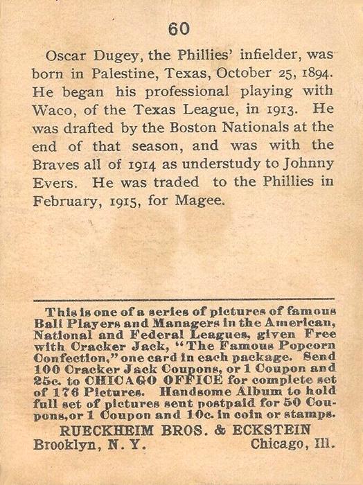 Oscar Dugey  baseball card collectible - Main Image 2