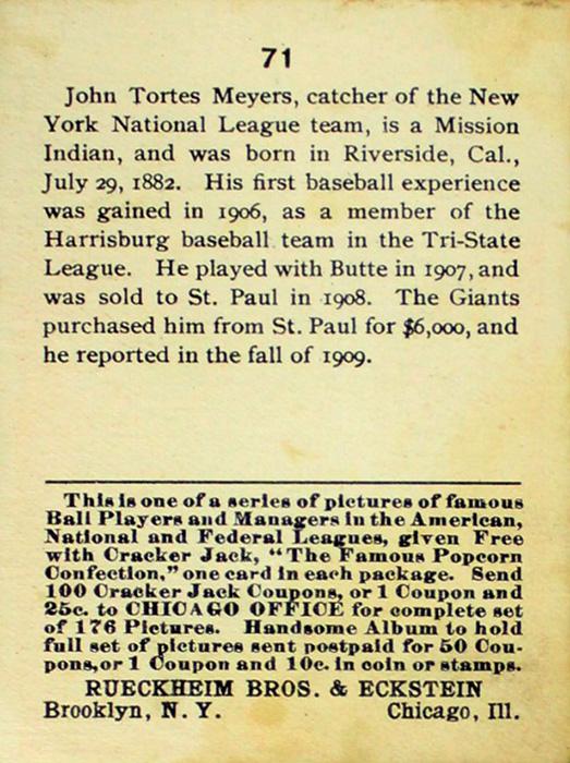 Chief Meyers  baseball card collectible - Main Image 2