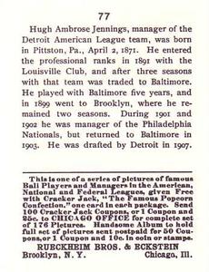 Hughie Jennings  baseball card collectible - Main Image 2