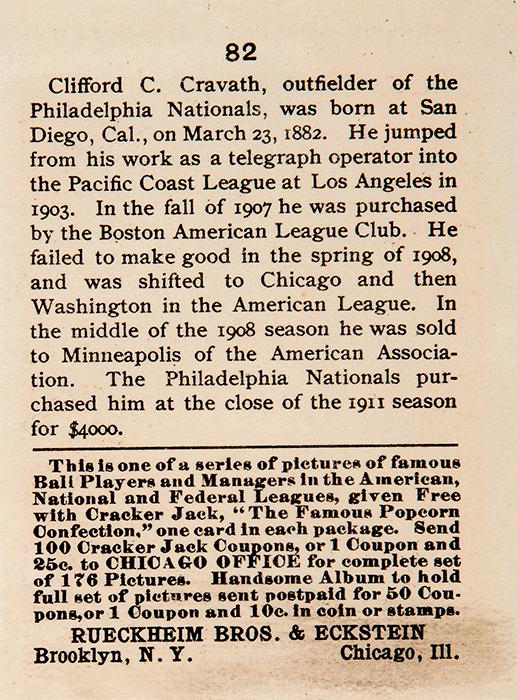 Gavvy Cravath  baseball card collectible - Main Image 2