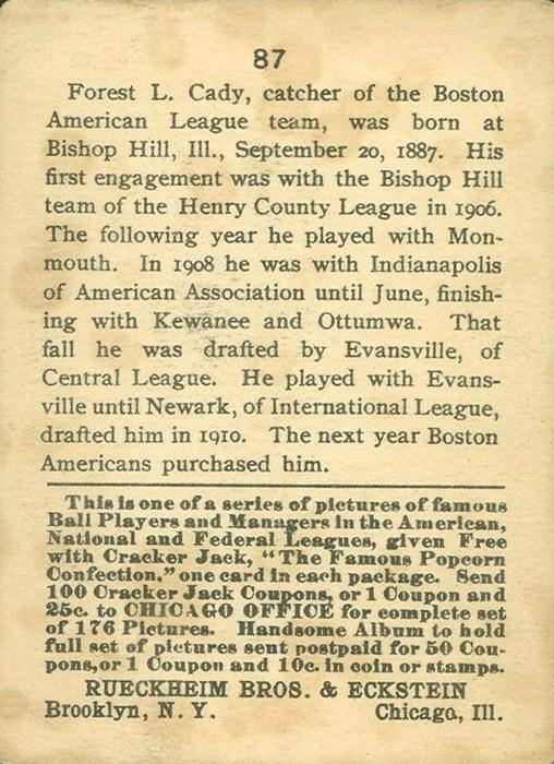 Hick Cady  baseball card collectible - Main Image 2