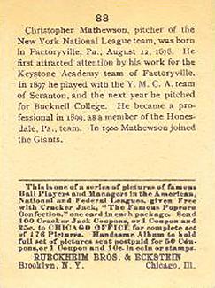 Christy Mathewson  baseball card collectible - Main Image 2