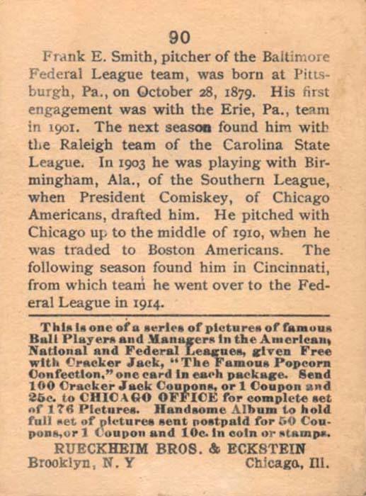 Frank Smith  baseball card collectible - Main Image 2