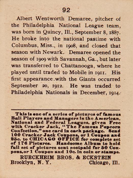 Al Demaree  baseball card collectible - Main Image 2