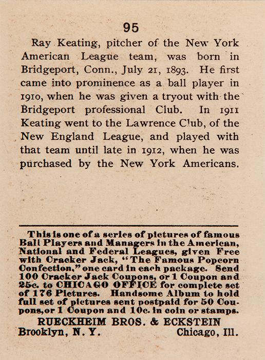 Ray Keating  baseball card collectible - Main Image 2