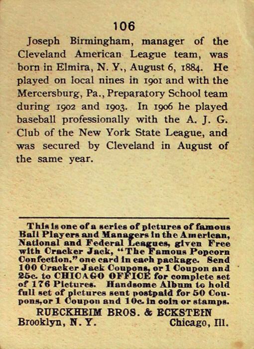 Joe Birmingham  baseball card collectible - Main Image 2