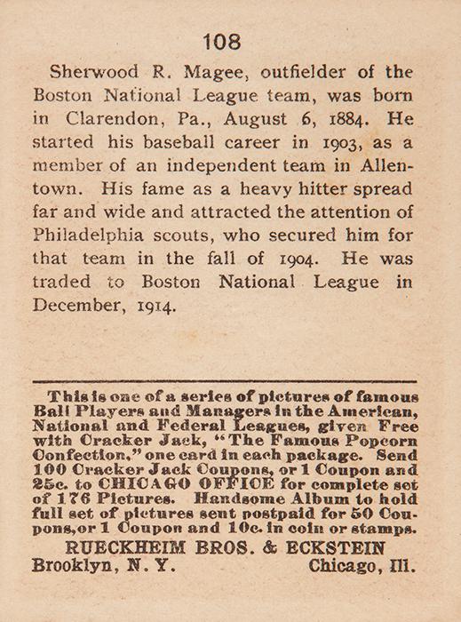 Sherry Magee  baseball card collectible - Main Image 2