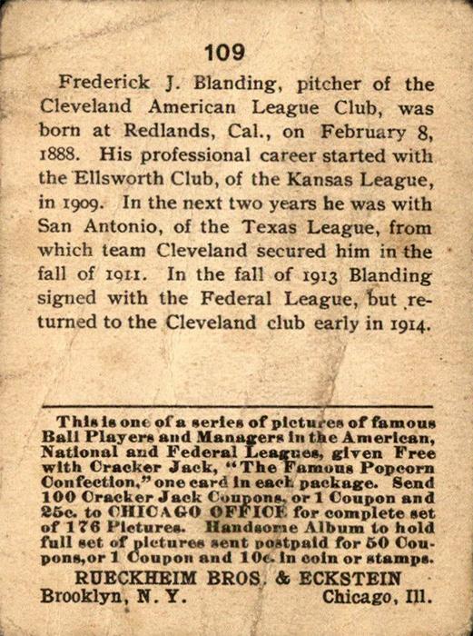 Fred Blanding  baseball card collectible - Main Image 2