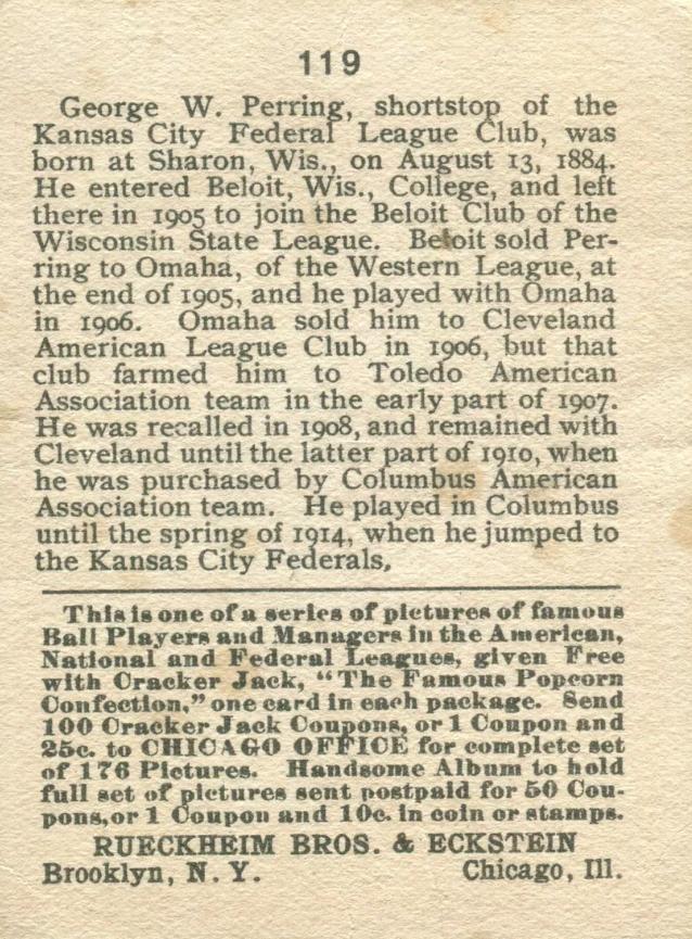 George Perring  baseball card collectible - Main Image 2