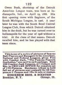 Owen Bush  baseball card collectible - Main Image 2