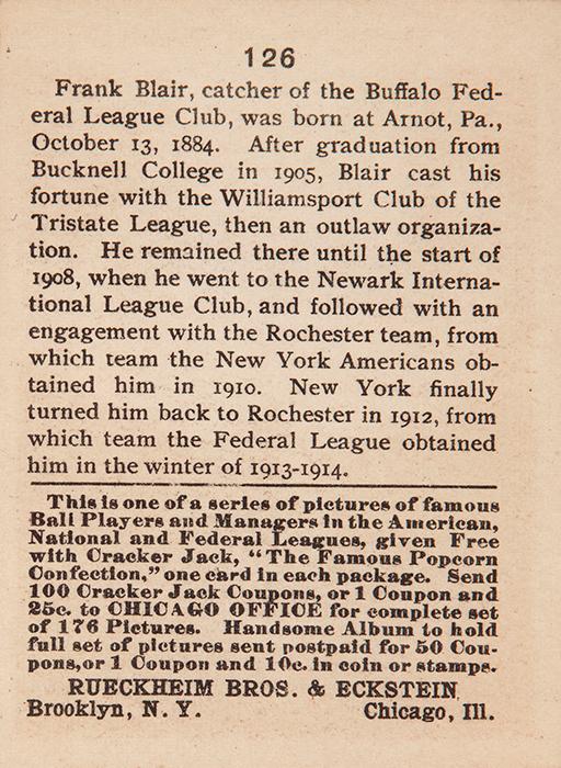 Walter Blair  baseball card collectible - Main Image 2