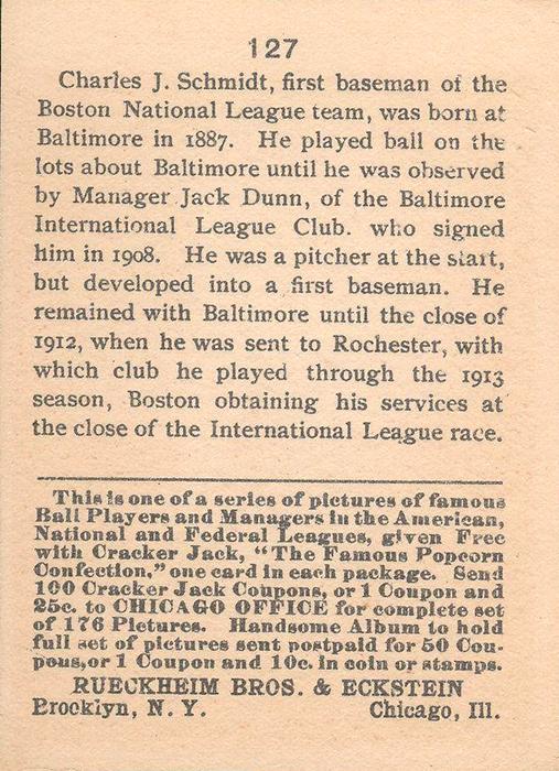 Butch Schmidt  baseball card collectible - Main Image 2