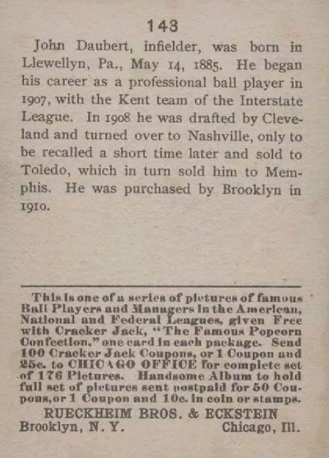 Jake Daubert  baseball card collectible - Main Image 2