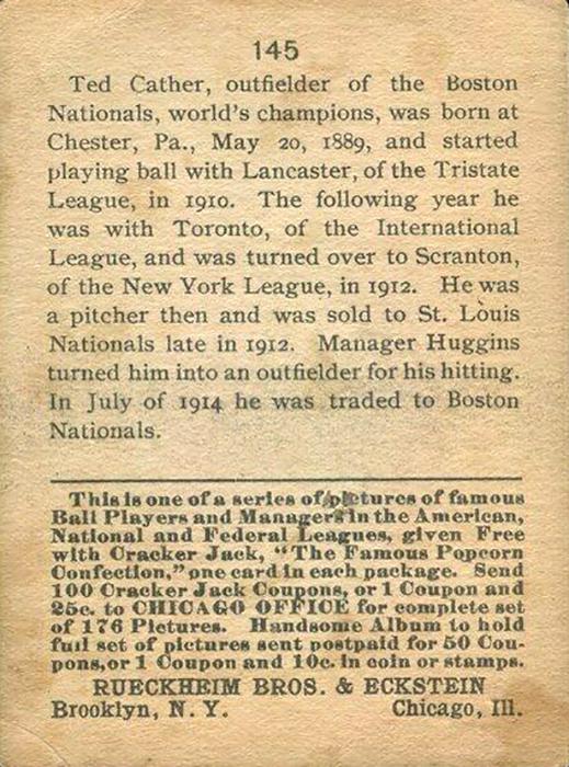 Ted Cather  baseball card collectible - Main Image 2