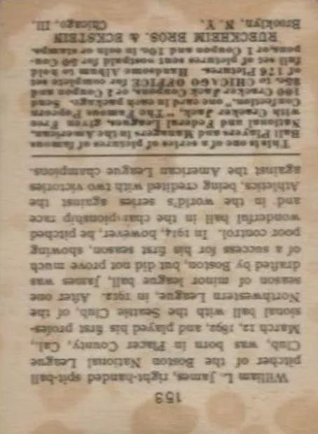 Bill James  baseball card collectible - Main Image 2