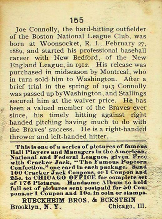 Joe Connolly  baseball card collectible - Main Image 2