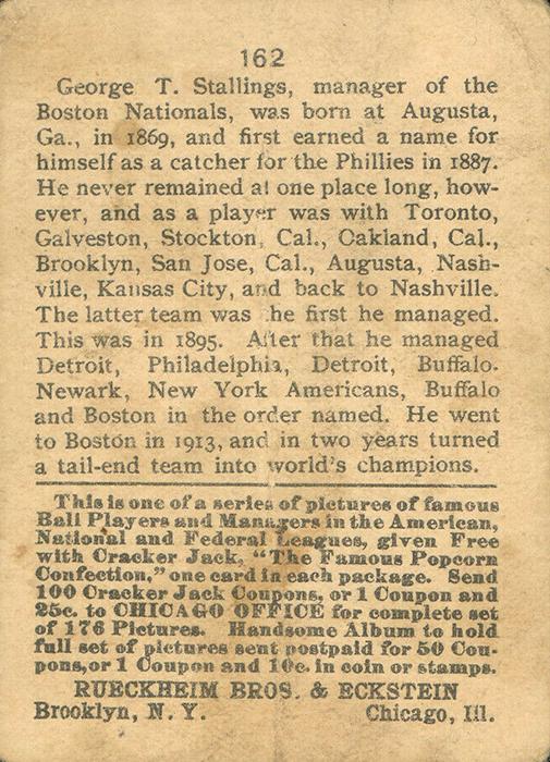 George Stallings  baseball card collectible - Main Image 2
