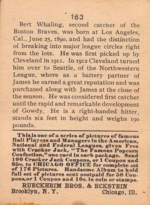 Bert Whaling  baseball card collectible - Main Image 2