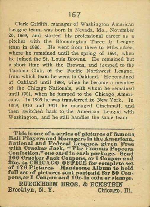 Clark Griffith  baseball card collectible - Main Image 2
