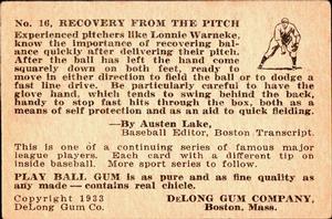 Lon Warneke  baseball card collectible - Main Image 2