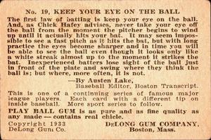 Chick Hafey  baseball card collectible - Main Image 2