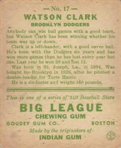 Watson Clark  baseball card collectible - Main Image 2