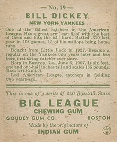 Bill Dickey  baseball card collectible - Main Image 2
