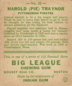 Harold “Pie” Traynor  baseball card collectible - Main Image 2