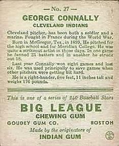George Connally  baseball card collectible - Main Image 2