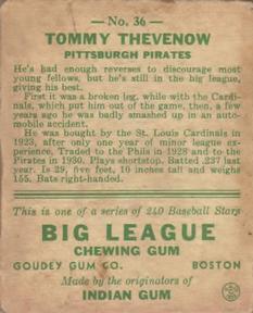 Tommy Thevenow  baseball card collectible - Main Image 2
