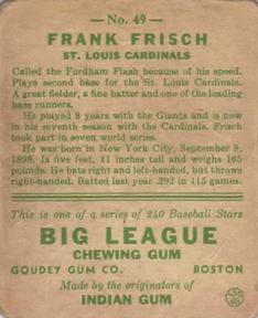 Frank Frisch  baseball card collectible - Main Image 2