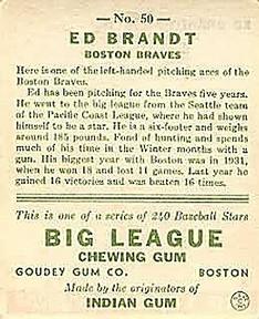 Ed Brandt  baseball card collectible - Main Image 2