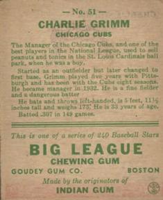 Charlie Grimm  baseball card collectible - Main Image 2