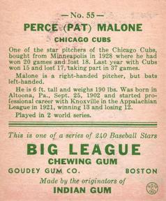 Perce “Pat” Malone  baseball card collectible - Main Image 2