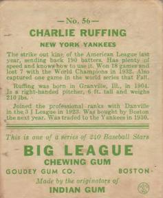 Charlie Ruffing  baseball card collectible - Main Image 2