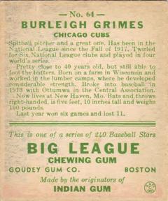 Burleigh Grimes  baseball card collectible - Main Image 2