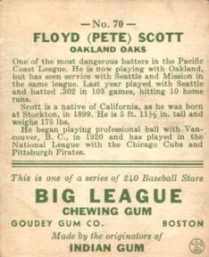 Floyd “Pete” Scott  baseball card collectible - Main Image 2