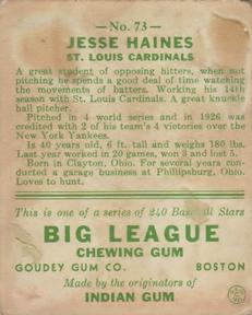 Jesse Haines  baseball card collectible - Main Image 2